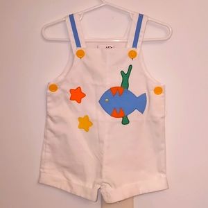 Vintage Baby Togs Fish and Stars Overalls Bib Size 24 Months